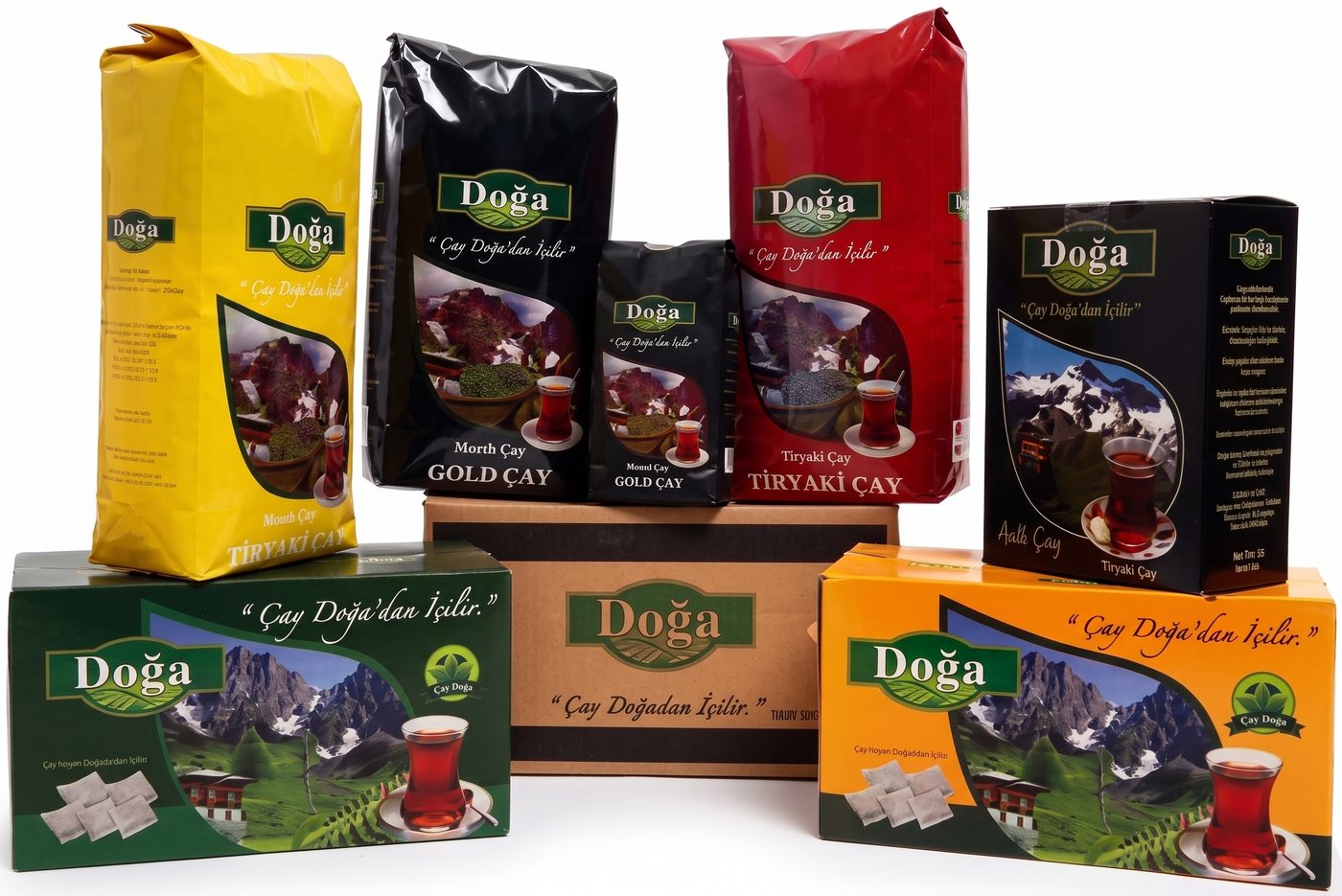 Kalyon Doğa Çay ürün ailesi: Gold Çay, Tiryaki Çay ve demlik poşet çaylar